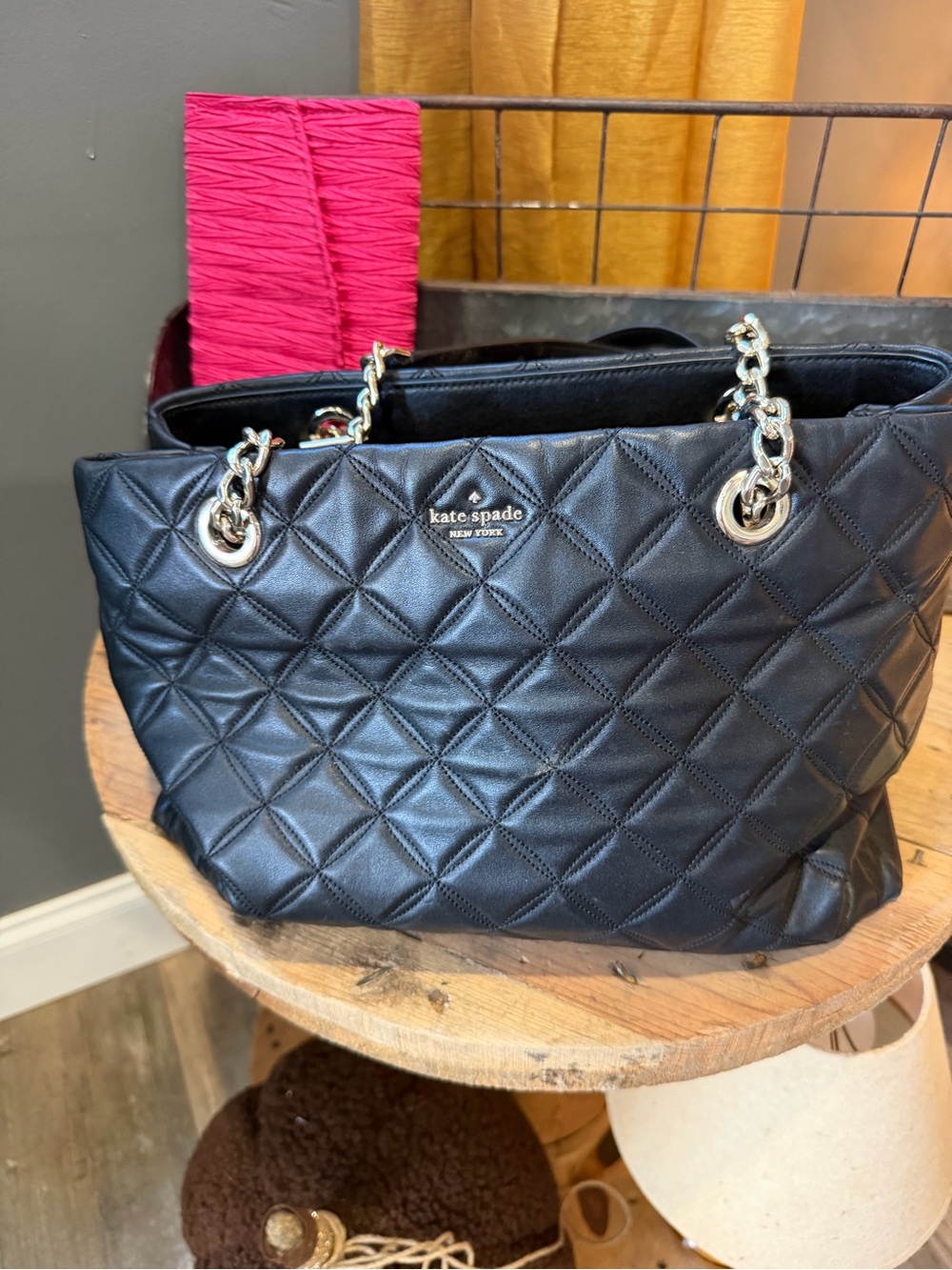 kate spade Black Quilted Leather Chain-Handle Shoulder Tote